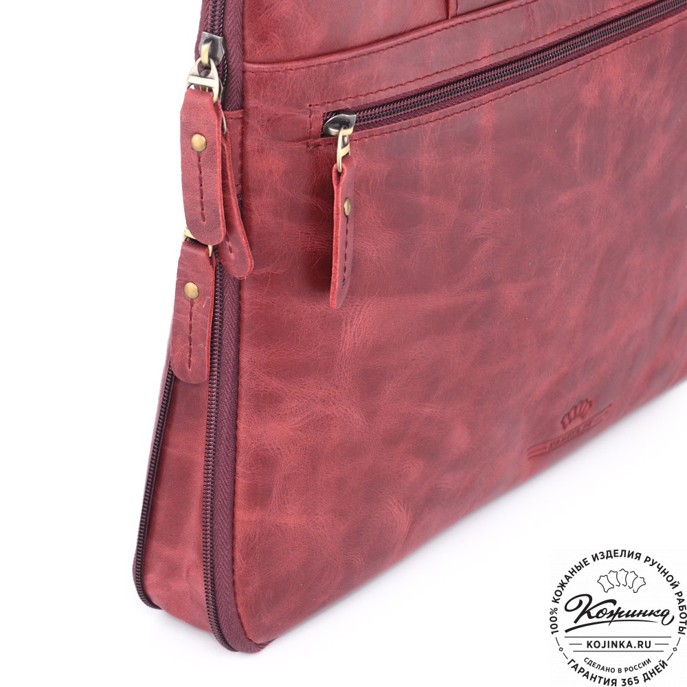 Кожаная деловая сумка "Ральф" (бордо антик) 